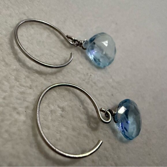 DAINTY BLUE DROP EARRINGS – STERLING-LOOK HANDMADE STYLE - Picture 11 of 17